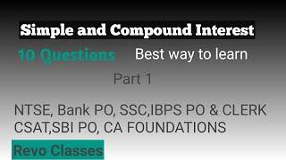 Simple and Compound Interest part1 | Aptitude | Revo Classes