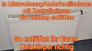 Mietwohnung/Mehrfamilienhaus: Heizung entlüften - Heizkörper entlüften mit Zentralheizung