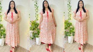 Diy Gathered kurti cutting stitching|Midi Dress cutting Latest dress Design #ashigautam #sareereuse