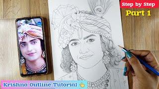 Krishna Janmashtami Drawing, Sumedh mudgalkar as Krishna Drawing, Step By Step Part 1