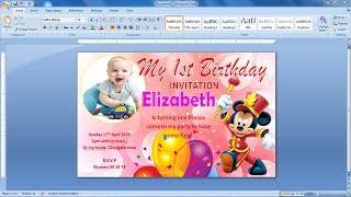 How to make Picture Invitation Card Design in Ms Word | Invitation Card Design in Ms word | Ms word