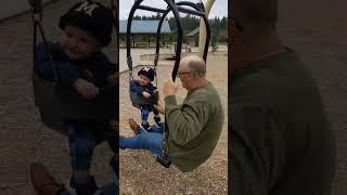 These swings are fantastic! Swinging with Grandpa ️ #militaryfamily #vlog #travel #baby