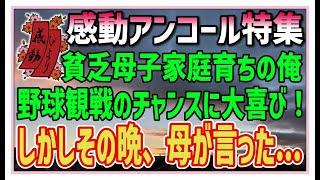 【感動する話】感動アンコール特集【泣ける話】貧乏母子家庭育ちの俺、野球観戦のチャンスに大喜び！しかしその晩、母が言った・・#感動物語  #スカッとする話 #ラジオドラマ#朗読