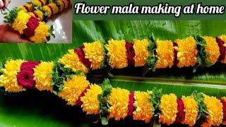 300g samanthi Poo, 200g red rose, 100g Tulasi/how to make samanthi flower garland