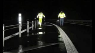 Retro reflection wet-night performance of type II thermoplastic road marking.