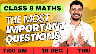 Live Morning | Class 8 maths | Christmas exam important questions discussion