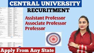 Central University Vacancy | assistant professor vacancy 2023 | teaching jobs