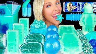 ASMR MUKBANG, Teal Blue Dessert, Wax Car, Edible Makeup, Lego Man, Blue Raspberry Drink, Jelly 먹방