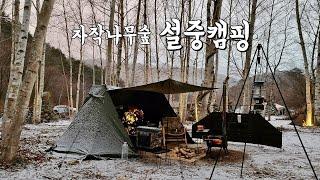 영하 10도 내생의 첫 부시크래프트ㅣ비달리도 a형 텐트 첫개시ㅣ오아시스정글 캠핑장