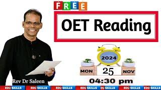 Edu Skills: OET Reading | Live with Expert Advice |Monday with Mentor| OET made easy