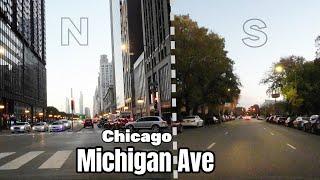 Driving in Chicago on  Michigan Avenue ,North to South , Entire  Ave , sunset drive, DJI  action 3