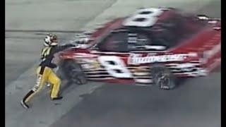 Ward Burton throws Heat Shield Pads at Junior - (2002 Sharpie 500) 