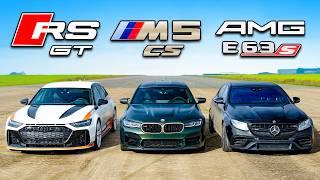 BMW M5cs vs 아우디 RS6 GT vs AMG E63s - 드래그 레이스!