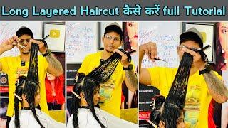 Long layered haircut front and back full layer haircut / step by step for beginners in Hindi