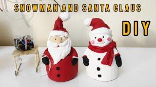 DIY | Amazing Christmas Idea Let's Make a Snowman and Santa Claus آدم برفی و بابانوئل با پاپیه ماشه