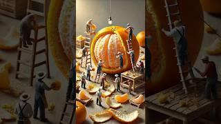 “Mini Workers at the Orange Factory”