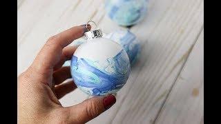 Marbled Christmas Ornaments with Nail Polish - Easy Christmas Craft