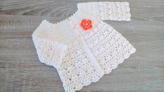 JERSEY CHAMBRITA O CHAQUETITA A CROCHET PARA BEBE - FACIL Y RAPIDO -0 A 3 MESES