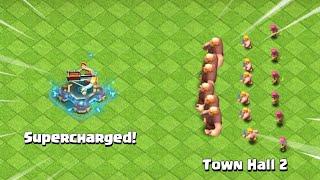 TH2 Troops vs Supercharged Defenses! - Clash of Clans