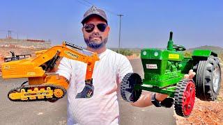 The Big Die TATA RC Excavator & JOHN DEERE 5405 Tractor + Trolley Model Die Unboxing |