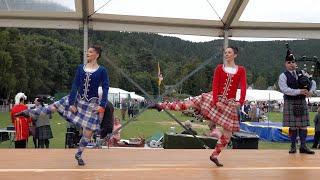 Shawn Trews Highland dancing by Scottish champions during 2024 Ballater Highland Games