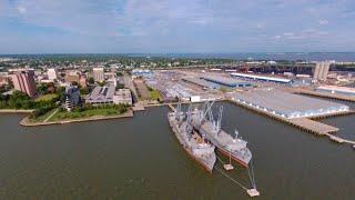 Newport News, Virginia - Ship Yard - Aerial Drone Video