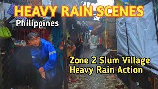 WALKING in HEAVY RAIN in the SLUM VILLAGE of Zone 2 Ilawod Bulan Sorsogon Philippines