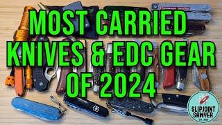 Most Carried Pocket Knives & EDC Gear 2024! A Yearly Sized Pocket Dump!