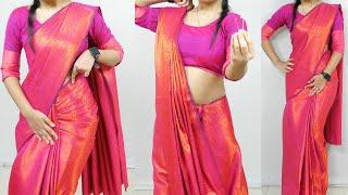 How to drape silk saree perfectly to look very slim & tall | Wedding special saree draping tutorial