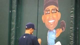 Andy Sonnanstine and his latest David Price bobblehead disguise