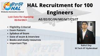 HAL Recruitment for 100 Engineers(AE/EE/EC/IN/ME/MT/CS/IT) || Last Date -05th April 2021