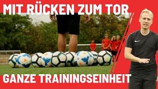 Trainingseinheit für Jugendfußballtraining: Bälle mit dem Rücken zum Tor/Gegner annehmen