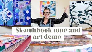 Speedy Art Demo and Mixed Media Sketchbook Chat - Art Vlog