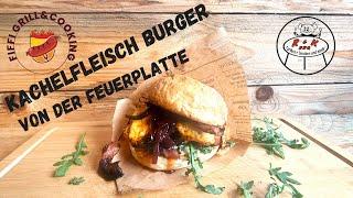 Kachelfleisch- Burger von der Feuerplatte der Geheimtipp @fiffigrillandcooking,@RundKBBQ