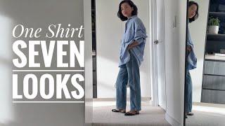 1 Shirt 7 Ways - Styling outfit ideas for all seasons ft. Dissh Rhea shirt.