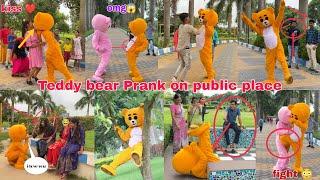 Teddy bear Prank on public place || Funny dence & Crazy' reaction  || #teddyboy #01team #funny