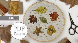 How to embroider leaves - Free Embroidery Pattern for Beginners