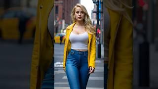 Chic Street Style: Bold Yellow Jacket & Perfect Denim Look  #fashion #outfitstyle