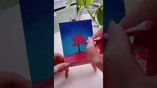 Simple & Easy Beautiful Tree Painting #shorts #art #painting #youtubeshorts