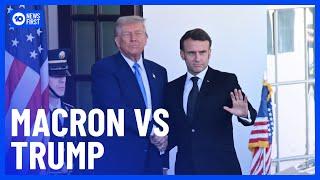 Donald Trump And Emmanuel Macron’s Tense Exchange About Ukraine | 10 News First