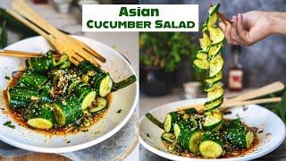 Asian Spiral Cucumber Salad Recipe | Asian Salad With Cucumbers | Spicy Cucumber Salad | Vegan