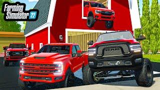 BUILDING "ALL RED" TRUCK DEALERSHIP! (LIFTED FORD TRUCKS) | Farming Simulator 22