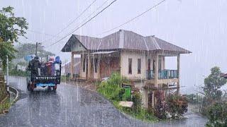 HEAVY RAIN AND LIGHTNING IN VILLAGE LIFE || TERRIBLE STORM AND STRONG THUNDER SOUND IN THE VILLAGE