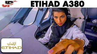 Shaima Pilots the ETIHAD A380 out of Abu Dhabi