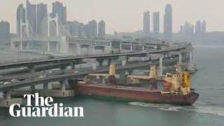 Russian cargo ship crashes into bridge in South Korea