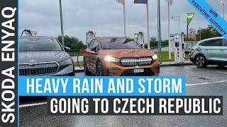 Skoda invited me to a visit and I drove my ENYAQ there through heavy rain and storm