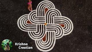 Easy Padi Kolam Design with 5x3x3 dots | Simple Padi Kolam | Beautiful Rangoli | Padi kolam Muggulu