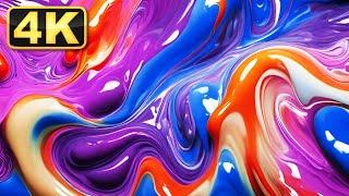 4K Abstract Colorful Paint Mix! Satisfying Paint Video! Relaxing Music / Screensaver for Meditation