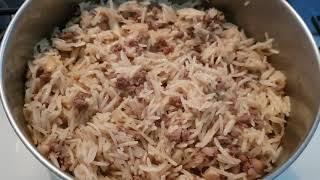 How To Make Lebanese Hashweh Rice/Ground Meat With Rice/Bhe Bing