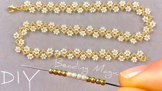 Easy Daisy Chain Necklace Tutorial | Seed Bead Jewelry Making for Beginners